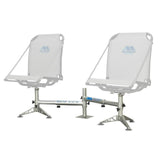 Two Millennium Marine WHITE Pro-M 100 Adjustable Reclining Max Comfort Boat Seat + D200 SideKick Double Seat Pedestal
