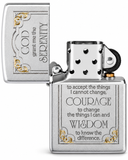 Zippo Serenity Prayer Windproof Pocket Lighter Satin Chrome 28458