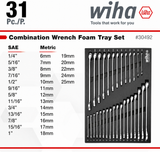 Wiha 30492 31 Pc Combination Wrench Set SAE Metric Full Drawer Tray