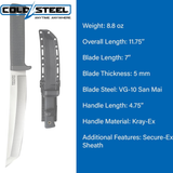 Cold Steel 7-inch San Mai Recon Tanto Fixed Blade Knife with Sheath (35AM) NEW