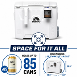 Igloo Marine Ultra Quantum 52 Qt Roller Cooler White Wheeled Ice Chest fishing