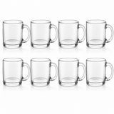 Libbey 5213S4A Clear Glass Coffee Mugs 13 oz Robusta 8 Piece Set
