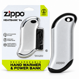 Zippo Silver HeatBank 9s Rechargeable Hand Warmer USB Power Bank