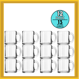 Libbey 13 fl. oz. Robusta Modern Minimalist Clear Glass Mugs Pack of 12 in Set
