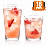 Set of 16 Libbey Flare Rocks Glasses Lead Free Drinking Tumblers Clear