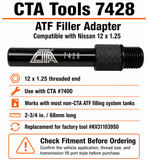 CTA Tools 7428 ATF Filler Adapter for Nissan M12 x 1.25 Fill Ports 2-3/4"