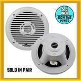 Audiopipe APSW-6032 6.5” Coaxial Marine Speaker 100W RMS Power 4 Ohms in White