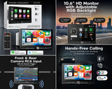 Power Acoustik CPAA-70D10F 2-DIN10.6" Multimedia DVD CD Car Stereo w/ Bluetooth Apple CarPlay & Android Auto