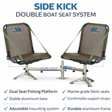 2x Millennium B100 Green Boat Seats + 1x D200 Sidekick Double Fishing Seat Mount