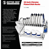 Better Chef DR-22 2-Tier Dish Drying Rack 22" Chrome Plated Kitchen Organizer