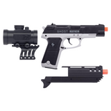 Game Face Ghost Mayhem Single Shot Spring Power Airsoft Pistol with Red Dot