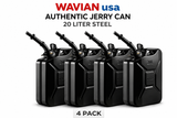 Wavian 20L 5 Gallon NATO Steel Jerry Can w/ Spout Black (4 Pack)
