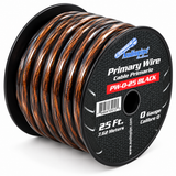 Audiopipe PW025BK 0 Gauge Power Wire 25 FT Black Car Audio Amp Cable