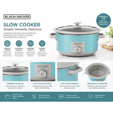 Black&Decker 7-Quart 3-Heat Settings Diswasher Safe Look Slow Cooker -Teal