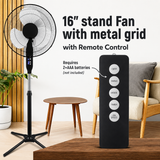 Craig TH6069 Pedestal Fan 16" Remote Control Adjustable Tilt & Height