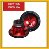 Audiopipe 12 Inch Woofer “Eye Candy Red” Aluminum Cone 800W RMS 1600W Max Dual 4 Ohm Voice Coils