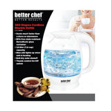 BETTER CHEF IM-175W 7 CUP 1.7L 360 DEGREE BOROSILICATE GLASS KETTLE WHITE NEW