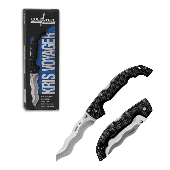 Cold Steel Voyager XL Kris Blade Folding Knife Japanese AUS10A Plain Edge Blade