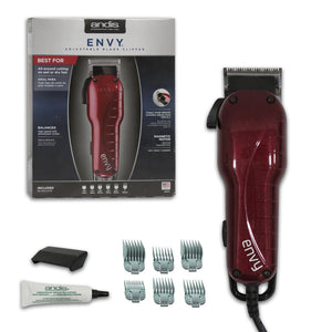 ANDIS ENVY PROFESSIONAL HAIR CLIPPER WITH ADJUSTABLE BLADE & 6 ATTACHMENT COMBS
