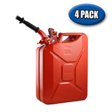 WAVIAN 5 GALLON 20 LITER AUTHENTIC JERRY CAN RED STEEL GAS FUEL CAN W/ LEAKPROOF SPOUT (4 PACK)