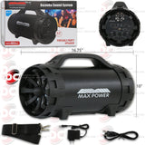 MAX POWER MPD652BZ 6.5" PORTABLE FM USB BLUETOOTH TUBE PARTY SPEAKER WITH BELT & LED