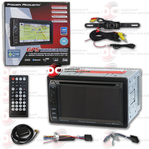 Power Acoustik PDN-621HB 6.2" Media Receiver with USB/AUX/CD/MP3/DVD/GPS/Bluetooth Capability and Black License Plate Camera