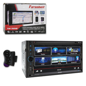 FARENHEIT TIN-702HB 2-DIN 7"Touchscreen LCD CD, MP3, DVD Receiver with Bluetooth, Remote and GPS Navigation